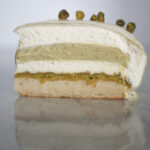 Pistachio and vanilla mousse cake